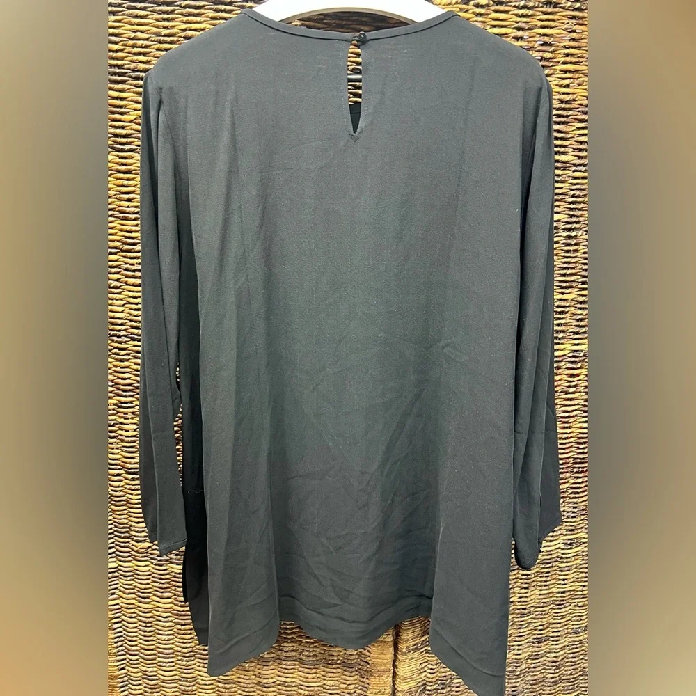 Eileen Fisher-Black Silk‎ Blouse- XLarge - Picture 4 of 4